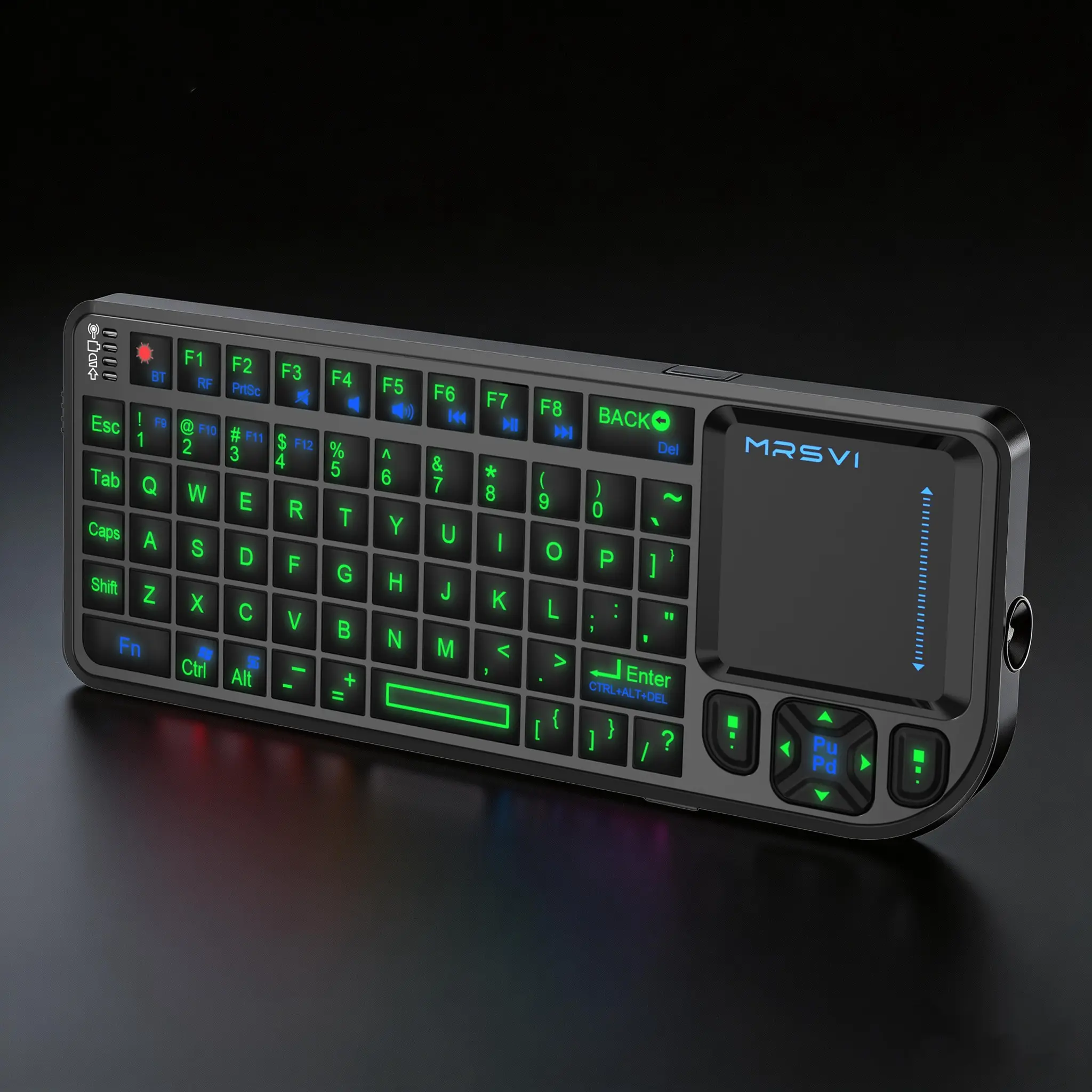 Mrsvi Bluetooth-compatible Mini Keyboard with Touchpad, Wireless Backlit Rechargeable Design, Compatible with PC, Smart TV, Projectors for Office & Home Use, Rechargeable Backlight Keyboard