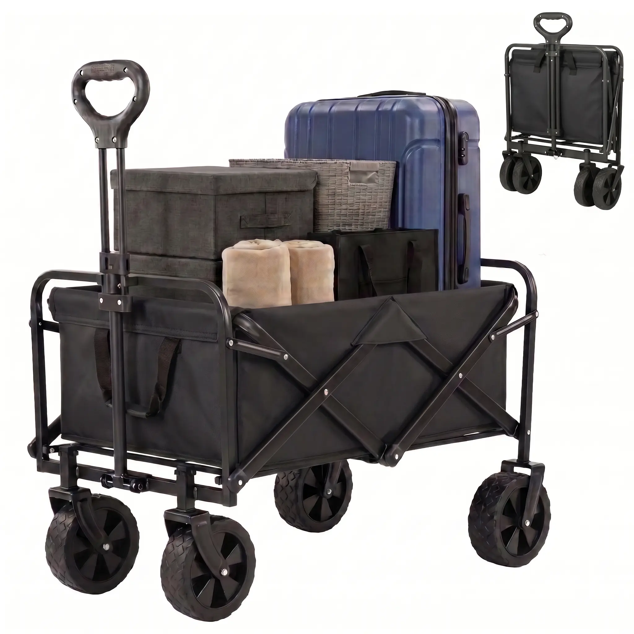 【Back to school】Foldable Oxford Wagon Cart - Heavy-Duty Portable Folding Trolley, Waterproof Utility Trolley with All-Terrain Wheels & Brakes, Ideal for Game Day, Outdoors & Work, Lightweight Compact Easy to Carry & Store, Wagon Cart Foldable, Fishing, Sh