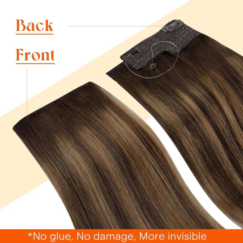 Sunny Wire Invisible Real Human Hair  12-24“ Length Natural Straight Soft and Easy to wear Women luxy hair Festive Gift Ideas#TikTokShop