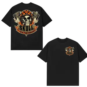 Skull Twin Performance Biker T-Shirt – Motorcycle Rider Skull Graphic, Double Sided Biker Shirt for Men Women, Motorcycle Rally Rider Gift