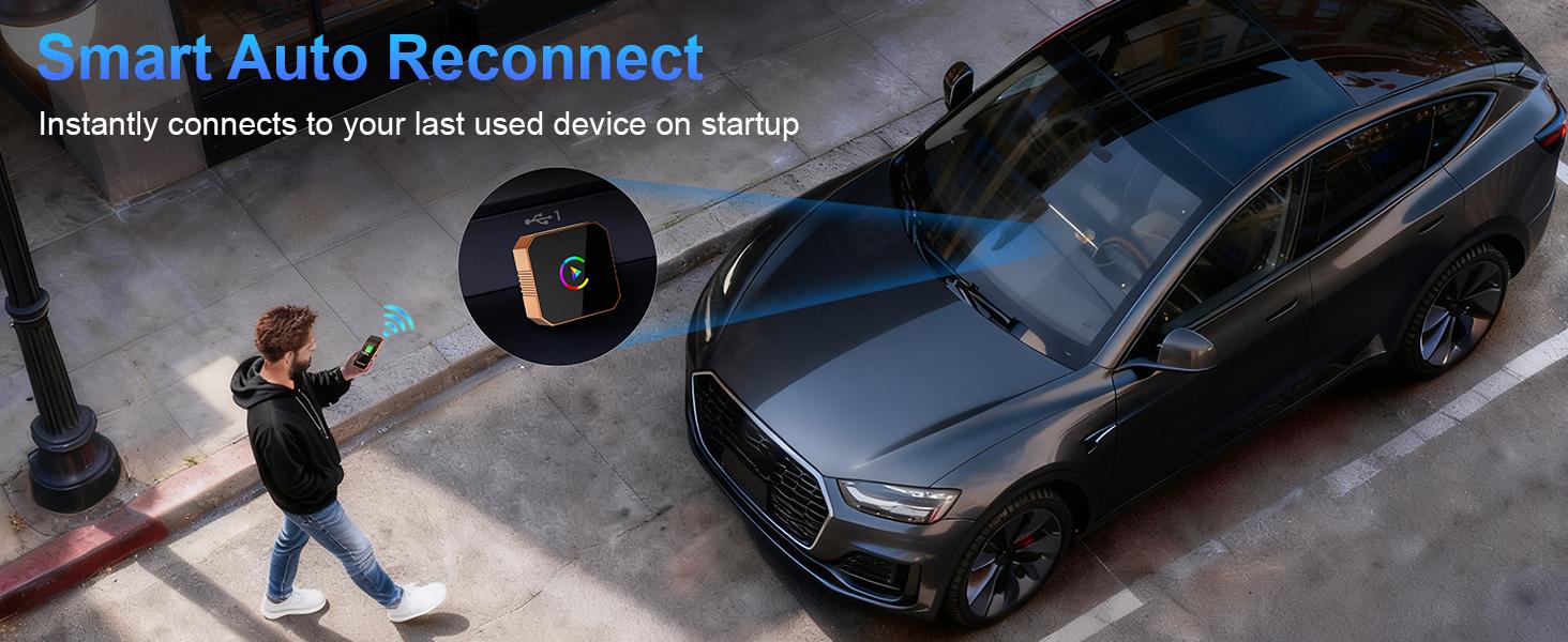 [Christmas Picks with CarPlay] Mini Orange Cube Pro 3.0 Wireless CarPlay & Android Auto Adapter 2026– Plug & Play, Fast Auto-Reconnect