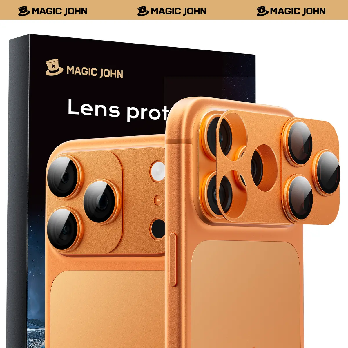 MAGIC JOHN Blue-Magnetic+Integrated Camera Lens Protector for iPhone 17 Pro-Max, Phone Accessories, 99% Transparency, HD Clarity, Scratch-Resistant, Durable, Magnetic Closure, Easy-Remove Installation