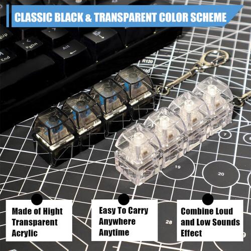 4PCS Keyboard Fidget Clicker Keychain Toy, Clear Mechanical Button Finger Fidget for ADHD, Anxiety & Autism, Addictive Stress Relief Desk Toy, Fun Gift for Friends, Teens & Adults