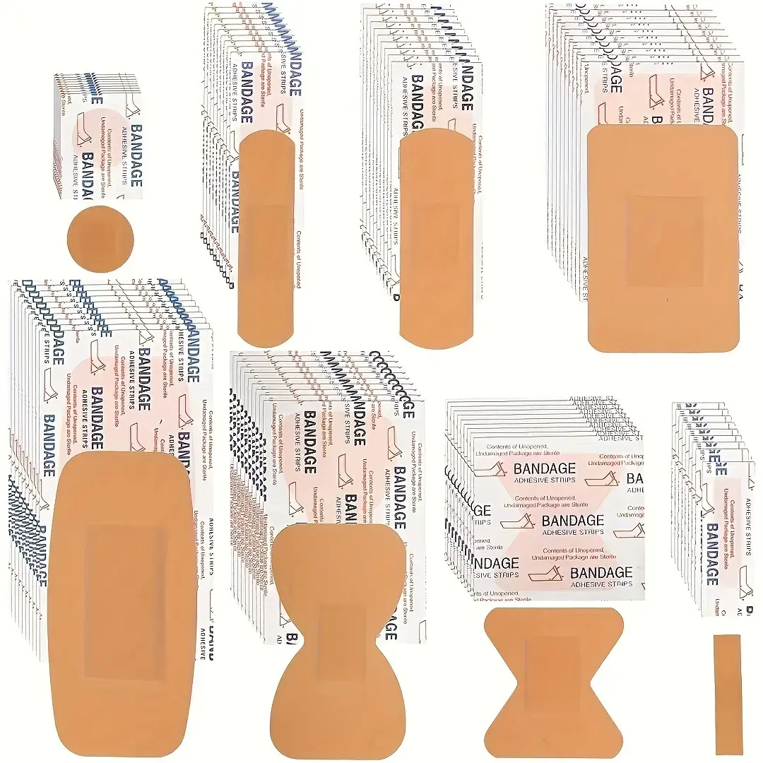 160-Pieces PE Material Bandages with Cushioned Pads Kit, Waterproof, Breathable Multi-Care Wound Dressings for Outdoor Sports, Multi-Situation First Aid Use, Secure Fit