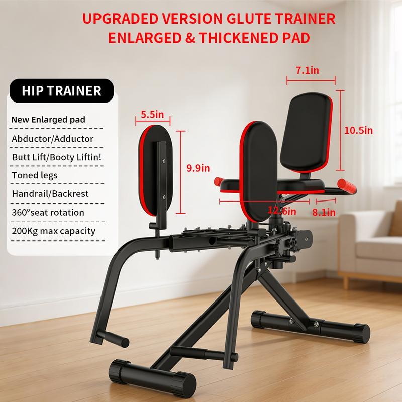 2-In-1 Glute Machine - Hip Abduction & Adduction Exercise Equipment - 3 Resistance Levels For Glute Strengthening, For Home Use, Upper Back Exerciser, Adjustable Glute Trainer, Thigh Workout Equipment For Hip Sculpting & Butt Lifting