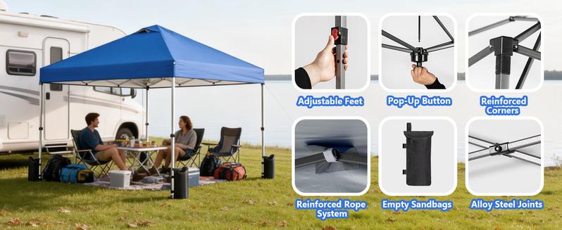 Suggestion CONCETTA SHADES 10x10 Pop Up Canopy Tent, Easy Setup, Instant Outdoor Canopy with Vented Top & Wheeled Bag, Heavy-Duty Steel Frame, Waterproof & UV-Resistant, White