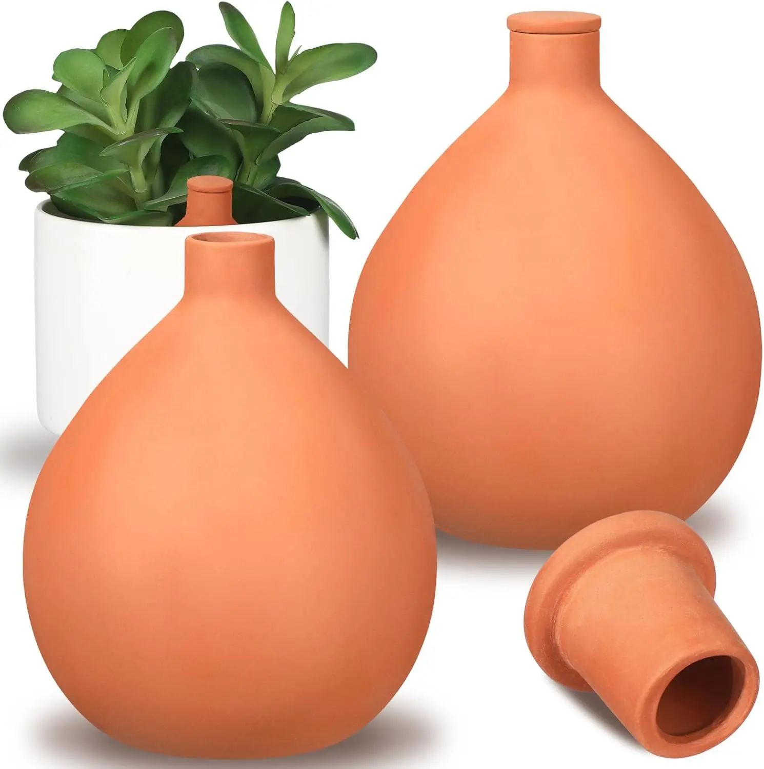 2 count Watering Pots Large Terracotta Watering Pots with Lid 102 oz Terra Cotta Self Watering Pots Water Dripper Automatic  Irrigation Devices System for Indoor Outdoor