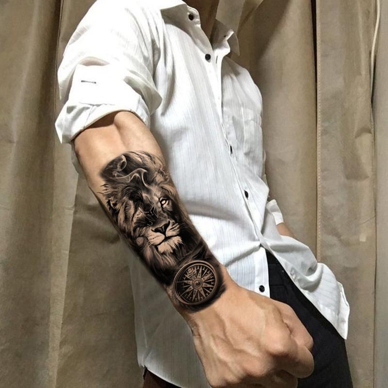 34 Sheets Waterproof Temporary Tattoos Stickers,Long Lasting Forearm Designs Animals & Flower,Wolf, Tiger,Lion,Owl,SkeletonSkull,Etc