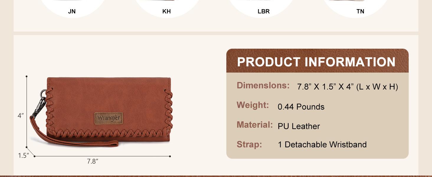 Wrangler RFID Blocking Whipstitch Wristlet Wallet for Women - Solid Color Casual Style with 6 Card Slots & 2 Main Pockets - Durable PU Leather Clutch TikTokShopJumpstartSale