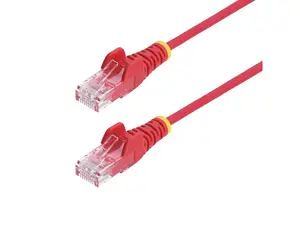 StarTech 2ft Red Slim CAT6 Ethernet Cable, Snagless, 100W PoE, UTP, LSZH, 28AWG Bare Copper Wire, Slim RJ45 Network Patch Cord, Fluke Tested N6PAT2RDS