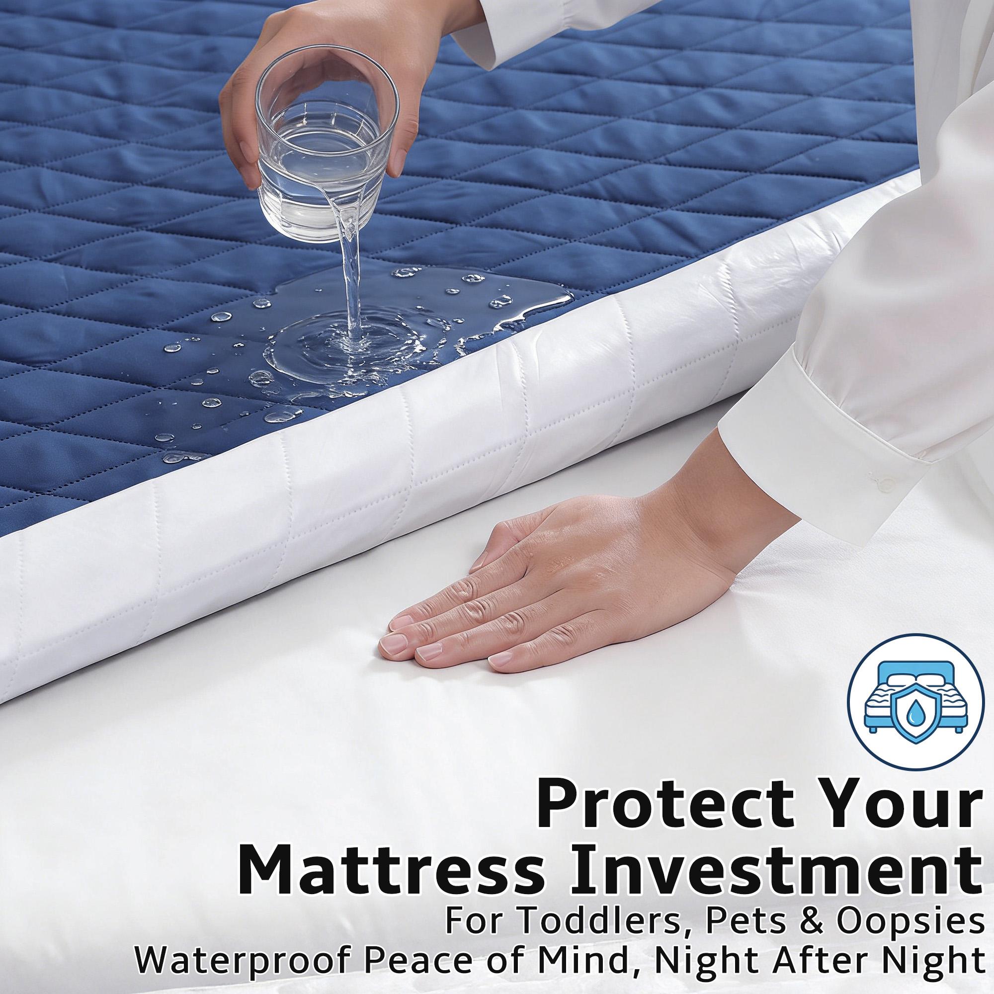 Bepatio Waterproof Mattress Protector For Queen,Twin Size,6''-18'' Deep Pockets Fitted Sheet, Breathable Friendly Fabric & Machine Washable Cooling Bedding Cover for Bedroom, Guest Room,Solid Color, bamboo sheet set