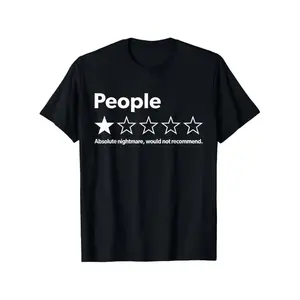 Unisex-Adults T-Shirt - Black, Small - Short Sleeve - Funny Review People One Star Absolute Nightmare Would Not Recommend, Suitable For Mens & Womens Outdoor T-Shirt, 100%Cotton, S-XXXL