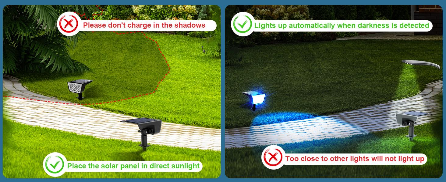 Upgrade RGB Landscape Spotlights,Christmas Solar Outdoor Lights with RGB Cycle Color Changing/Warm White/6 Fixed Color,Brighter with Light-gathering Concave Lens,Auto ON/OFF & Waterproof for Walkway Backyard Patio Yard Garden Halloween Accent Lightingng