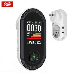 SAILS ALL-IN-ONE Env Sensor with Natural Gas & Temperature Humidity Sensors Plug-and-Play Design High-Definition Display Accurate Alerts Ideal for Kitchen Garage RVs Apartments