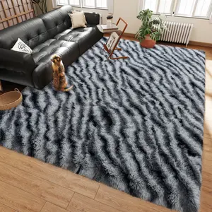 Fluffy Shag Zebra pattern Silky Rugs, Soft Shaggy Fuzzy Throw Cute Large Area Rug for Living Room Bedroom Girls, Modern Pastel Plush Nursery Toddler Kids Dorm Floor Carpets, Non Slip Washable Easy Clean Durable, High Traffic, Pet-Friendly, Non-Shedding