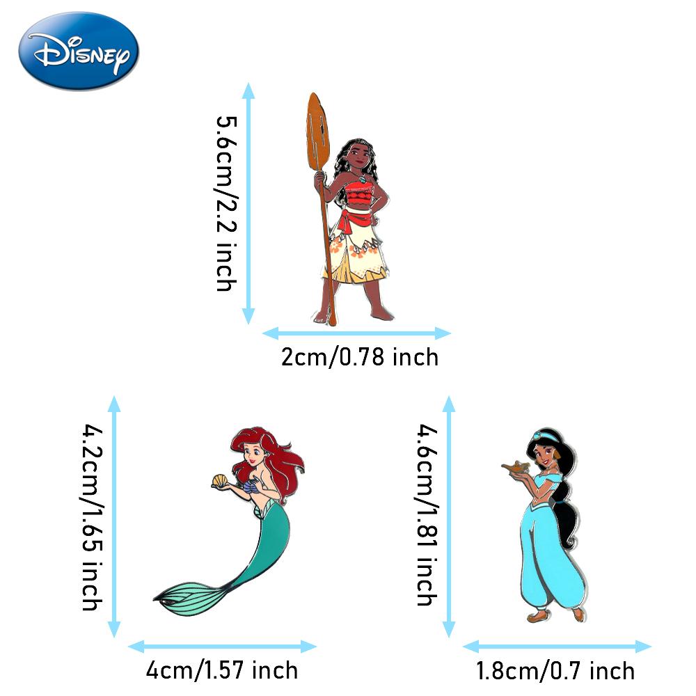 7PCS Disney Princess Pin Officially Licensed Gorgeous Gown Dress Gold-foil Belle Jasmine Ariel Snow White Tiana Cinderella Moana Anime Brooch Backpack Decoration Jacket Lapel Anti-Rust Exquisite Alloy Enamel Collectible Gift