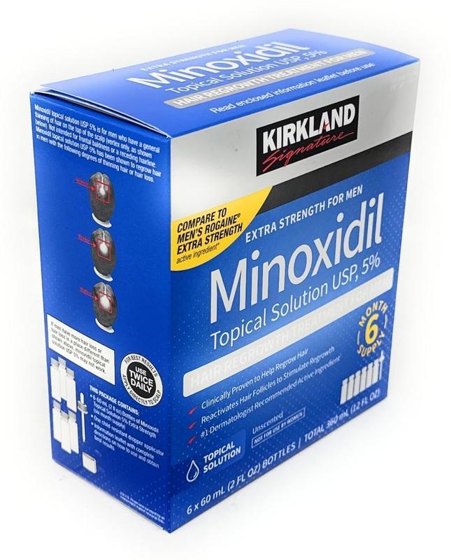 KIRKLAND Signature Extra Strength Minoxidil Topical Solution 5%25 Hair Regrowth Treatment for Men 6 Month Supply