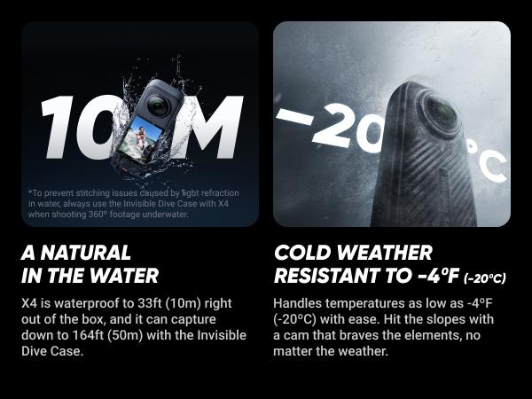 Insta360 X4 - 8K Waterproof 360 Action Camera, 4K Wide-Angle Video, Invisible Selfie Stick, Removable Lens Guards, 135 Min Battery Life, AI Editing, Stabilization, for Sports, Travel, Outdoor