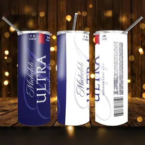 Michelob Ultra Beer Can Design 20oz Skinny Stainless Steel Tumbler Stylish Beverage Holder cup