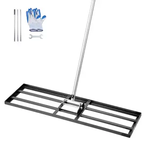 Adjustable Lawn Leveling Rake - 83.9" Long Handle & 36x10" Rust-Resistant Carbon Steel Ground Plate, 3-Height Settings, Effort-Saving Soil Leveler for Yard & Golf Court Maintenance