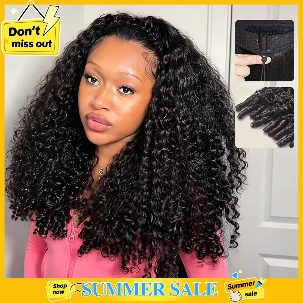 [26 inch only $119] Afterblack Burmese Curly Glueless Half Wig For Women Seamless Flip Over Drawstring Wig Wear Go Half Wig Invisible Hairline Glueless Curly Human Hair Beginner Friendly #HairStyle #TikTokShopSpringGlowUp#Summervibes#tiktokshopsummersale