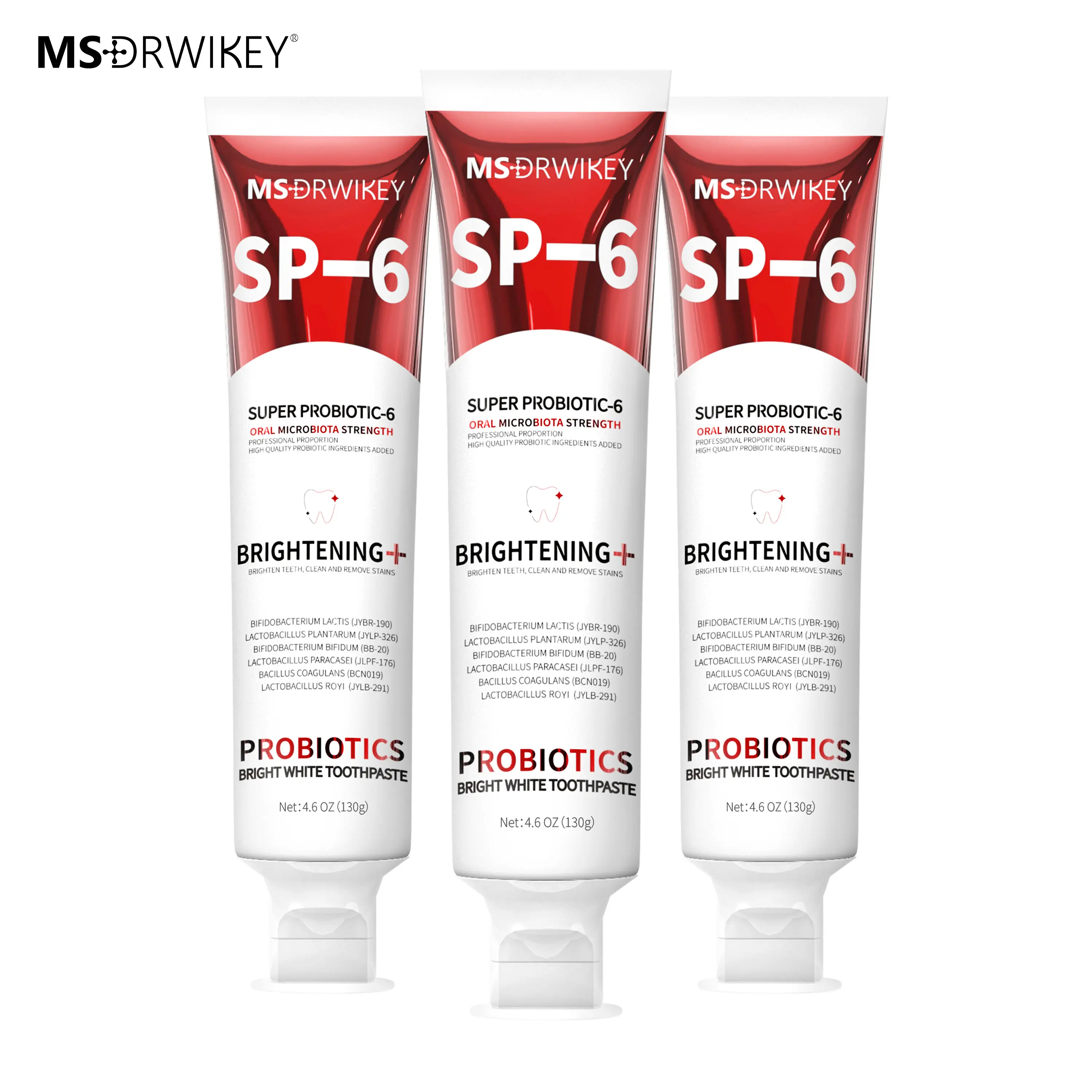 MSDRWIKEY SP-6 Super Probiotic Whitening Toothpaste Combo - 130g x 3 Oral Brightening Toothpaste, Oral Care, Long-Lasting Freshness, Teeth Whitening, Spring Gift Idea, Super Probiotic Toothpaste, Breath Freshening Toothpastes