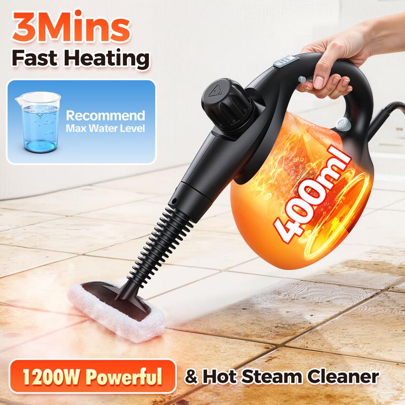 Handheld Multi-Surface Natural Steam Cleaner with 9 pcs Replacement Parts , Multi-Purpose Steamer for Home Use, Kitchen and Car