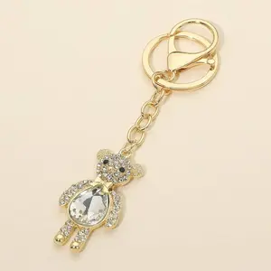 Rhinestone Teddy Bear Drop Bag Charm Keychains