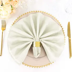 5 Pack Polyester 20"x20" Napkins Ivory - Wrinkle Resistant & Easy Care Cloth Napkins