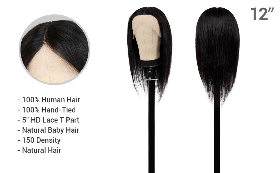 Celebrity 100% Virgin Human Hair HD Lace 5" T Part Wig Straight (12-24")