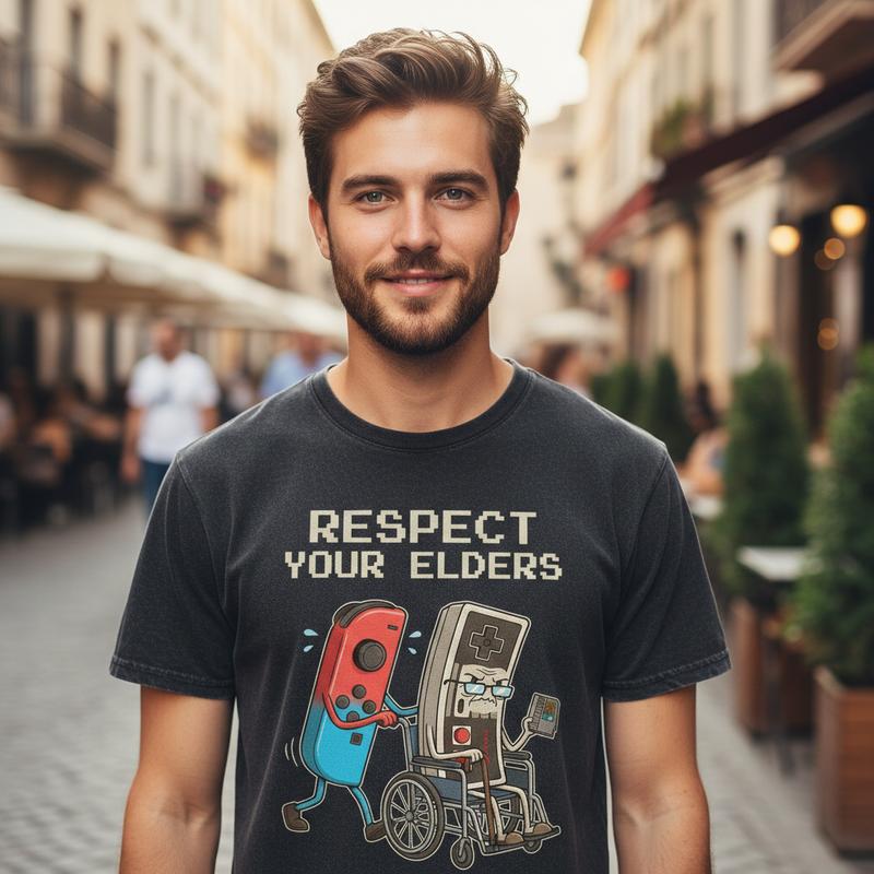 Funny Retro Gamer Graphic T-Shirt Soft Cotton Tee Vintage Console Old School Gaming Lover Gift Unique Humor Design for Men Women - Casual