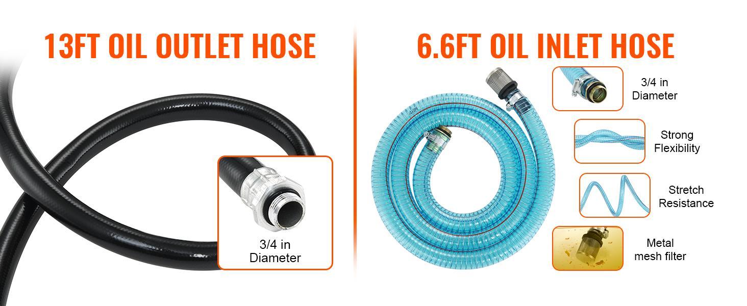 VEVOR Diesel Fuel Transfer Pump Kit,10 GPM 12V DC Portable Electric Self-Priming Fuel Transfer Extractor Pump Kit with Automatic Shut-off Nozzle Hose for Diesel, Kerosene, Machine, Transformer Oil