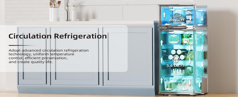 Antarctic Star Compact Refrigerator with Freezer,2 Door Mini Fridge,Adjustable Shelf,Small Fridge for Bedroom Office Dorm Kitchen,4.5 Cu.Ft.BLACK