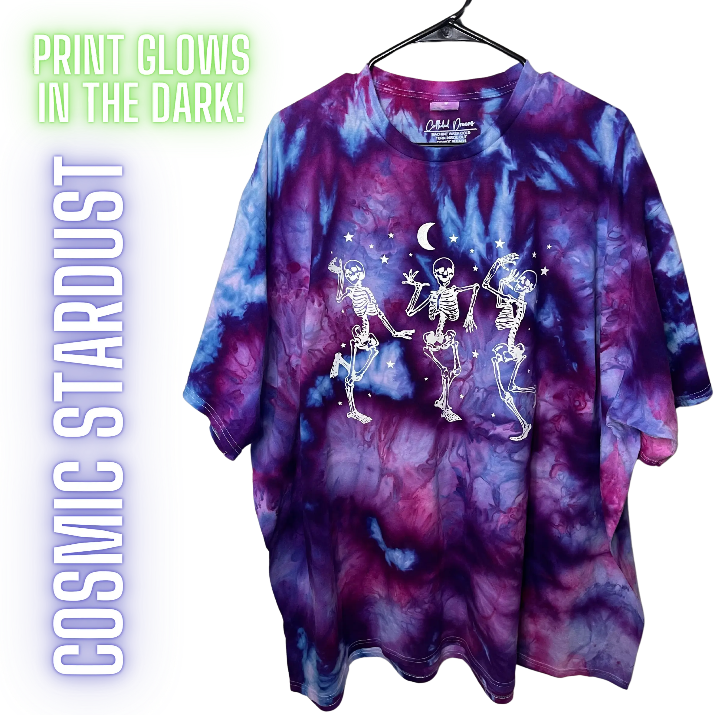 Glow in the Dark Dancing Skeleton Halloween T-Shirt - Unisex Sizing Casual Crewneck