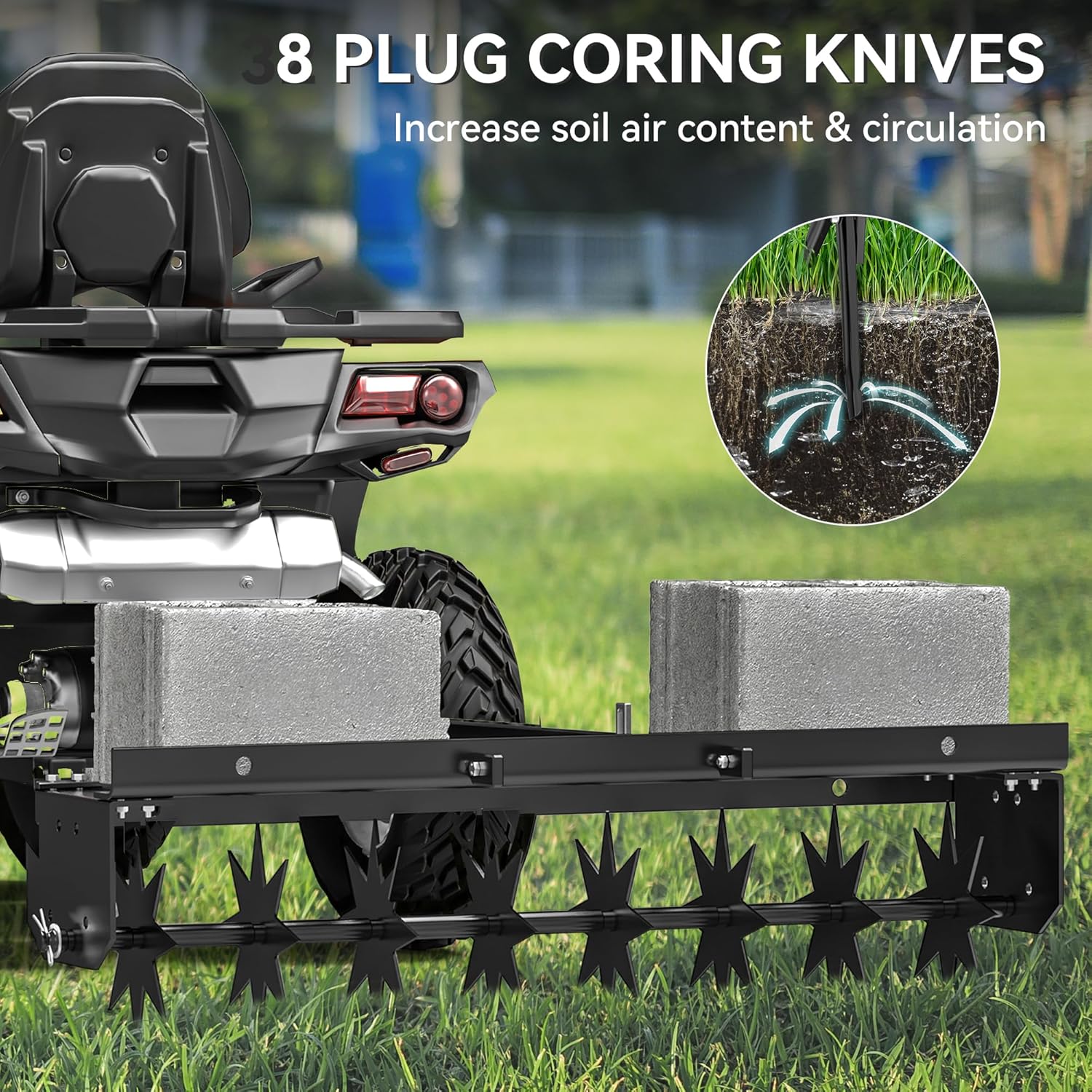 OEDRO 32" Lawn Aerator Tow Behind with Universal Hitch for Spike Aerator Black Efficient Lawn Care Solution