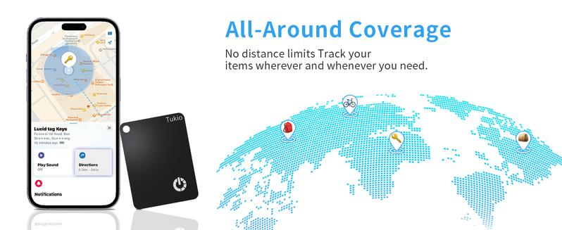 [Valentine's Day] Tukio Wallet Tracker Card, Wireless Charging Wallet Locator, Smart Tracker for Wallet(iOS Only), Wireless Positioning Tracker, Luggage, Phone, Passport & Other Items Tracking