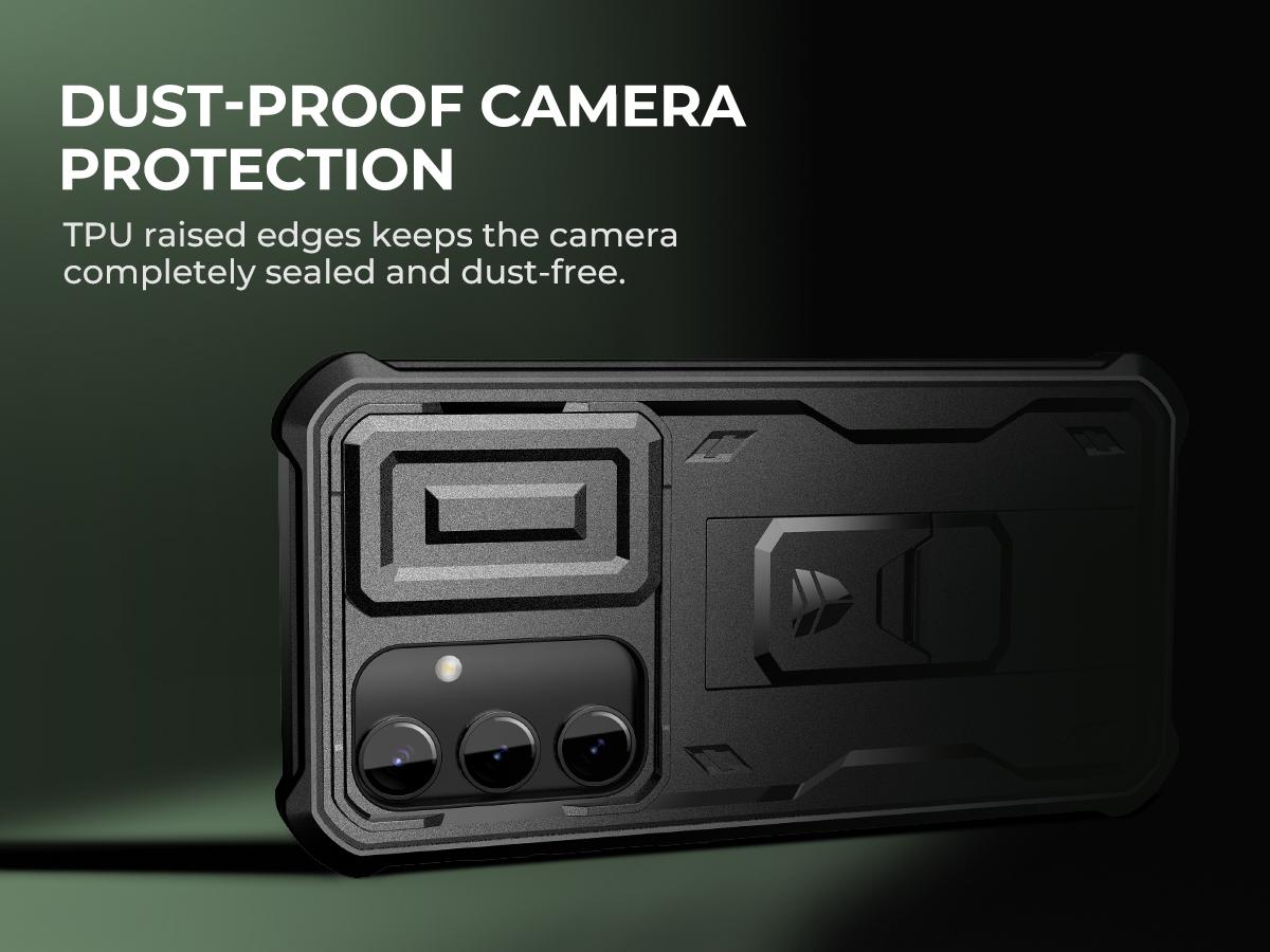 Dexnor for Samsung Galaxy S24/S24 Plus/S24 Ultra/S24 FE Case with Built-in Slide Camera Cover & Screen Protector & Kickstand, Heavy-Duty Shockproof Rugged Case Full-Body Bumper Protective Cover (2024)