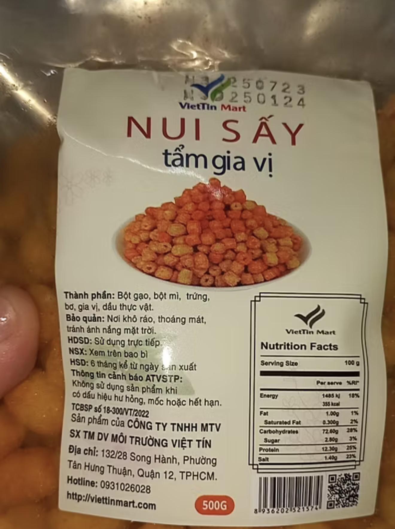 Vietnamese Spicy Butter Toasted Macaroni Snack 7.05oz/bag - Nui Sấy Mắm Ớt 200g/túi