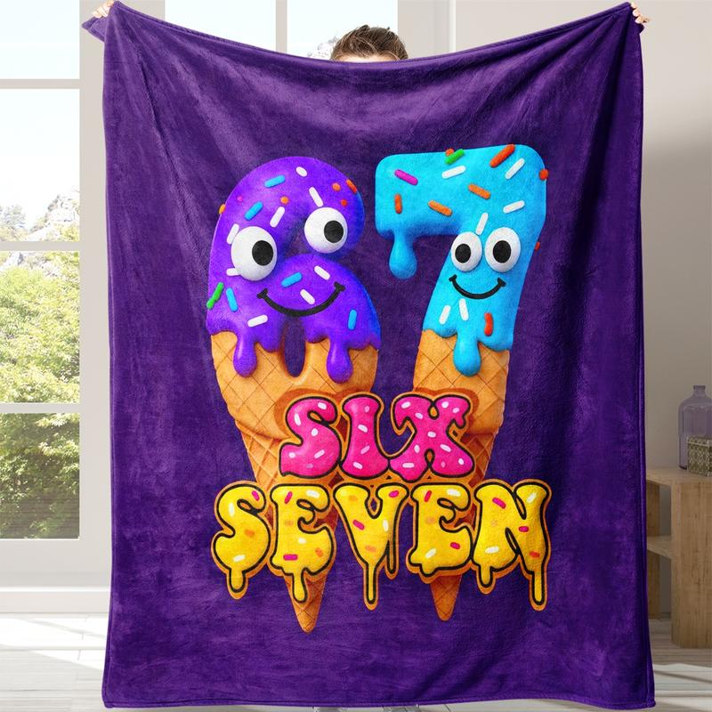 Six Seven Soft Flannel Blanket for Sofa Bed, Warm and Comfortable Nap Blanket, Lightweight Travel Camping Cover, Home Office Chair Bed Throw, Soft Fluffy Blanket, Warm Napping Blanket