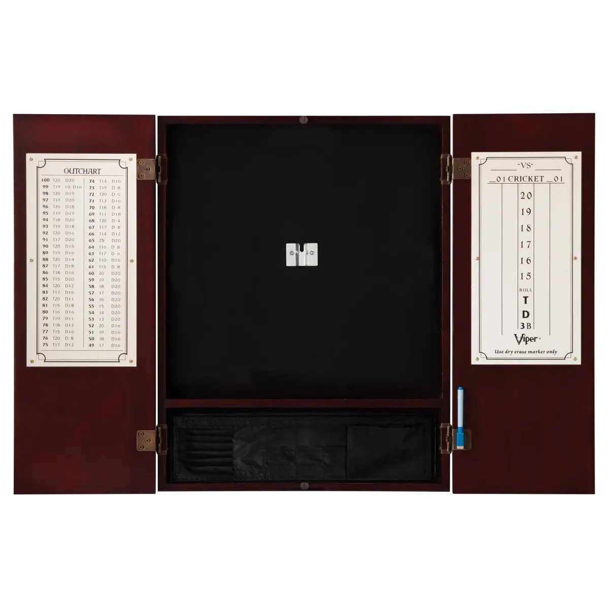 Viper Metropolitan Sisal Fiber Bristle Dartboard and Mahogany Finish Pine Cabinet Bundle - Self-Healing 17.75 in Board with Rotatable Numbers, Includes Steel Tip Darts, Throw Line Light & Dartboard Stand, Wood