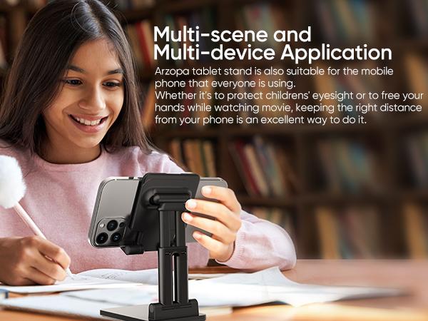 ARZOPA Tablet Stand, Adjustable & Foldable Sturdy 7"-15.6" Portable Monitor Stand for Desk Compatible with Phone iPad Tablets