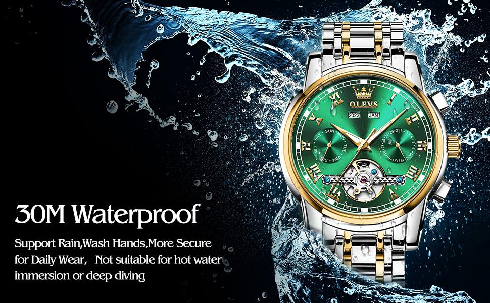 OLEVS men's self-winding watch automatic mechanical tourbillon stainless steel waterproof luminous luxury dress watch Wristwatch