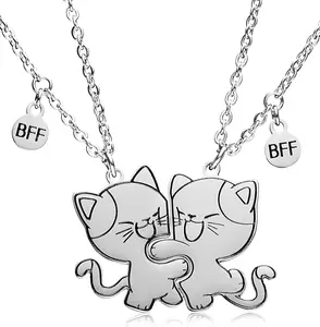 Hugging Cats Best Friends Necklace Chain