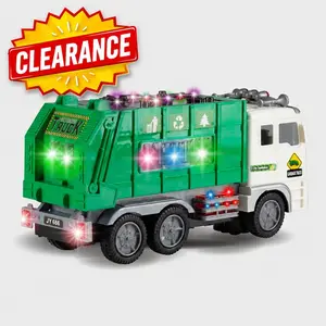 Electric Garbage Truck Toy with 4D Flashing Lights & Realistic Sounds, Bump & Go Sanitation Truck, Battery Operated Toy Vehicle for Toddlers & Kids