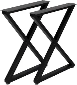 Metal Table Legs 28''x 24'' Heavy-Duty Desk Legs Industrial Furniture Legs For Dinning Table, Computer Table, Office Table 2Pcs-Black