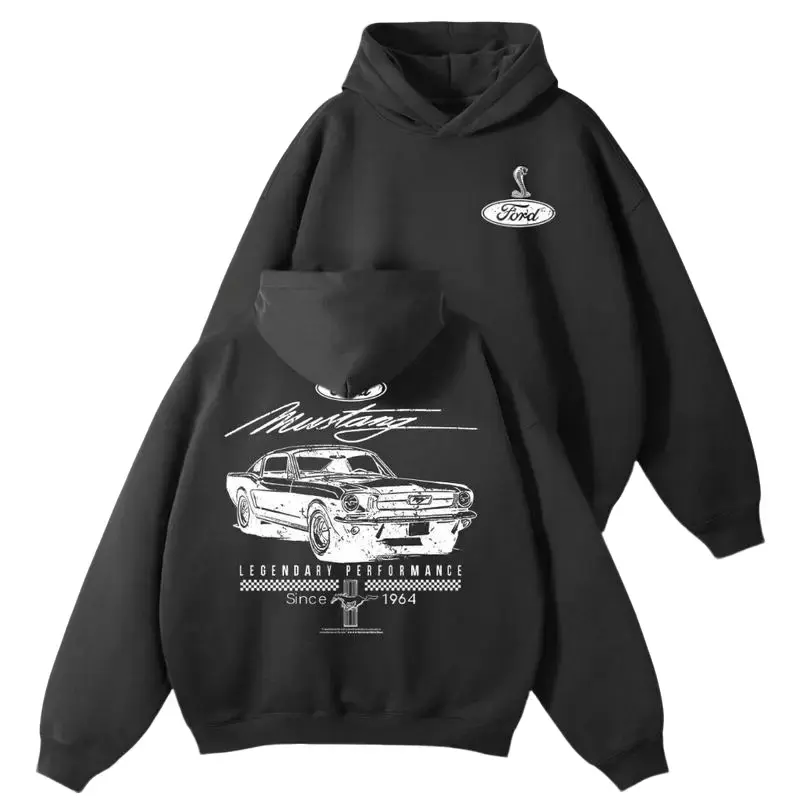 Retro 1964 Classic American Muscle Car hoodie Graphic Sweatshirt Vintage Legendary Auto Performance Printed Unisex Pullover For Old Car Collectors