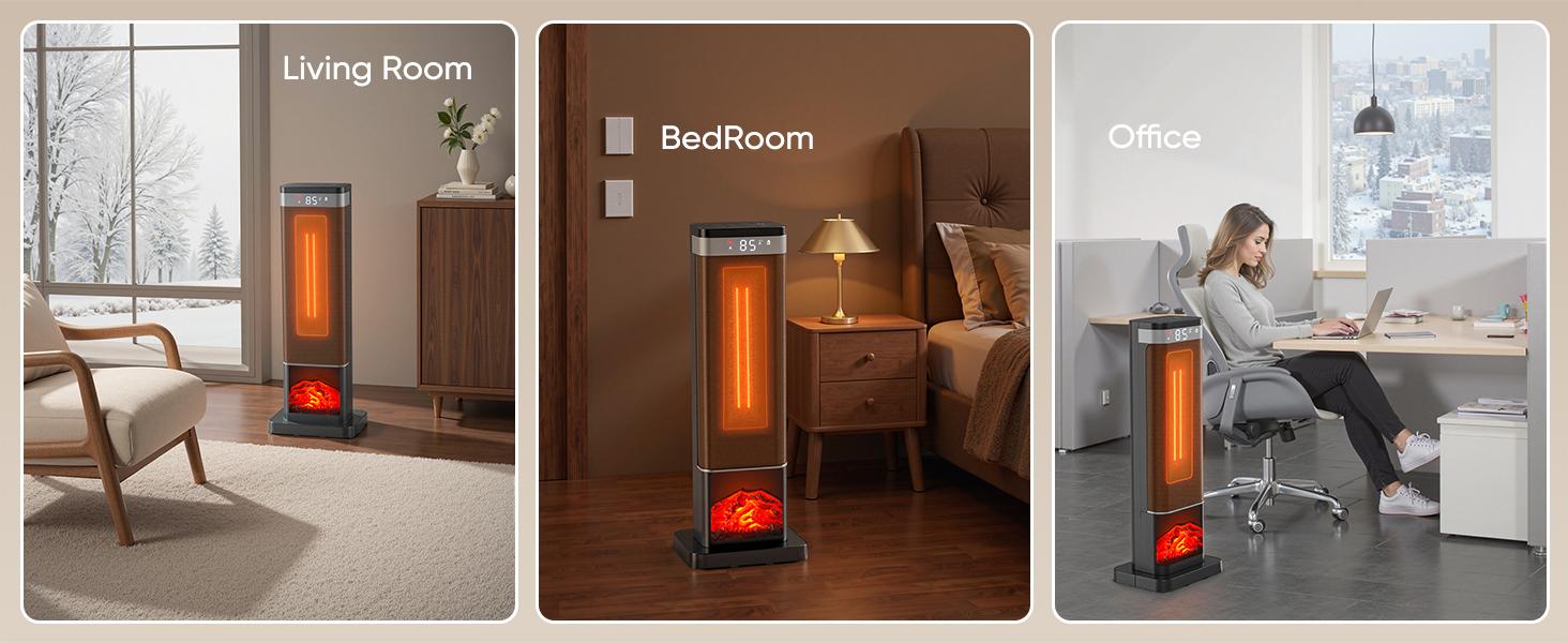 【Clearance】Space Heater for Indoor Use, 24Inch Portable Heater with Remote and Thermostat,7 Light Modes, 70°Oscillation, 12H Timer, Up to 95°F, Tip-over Protection