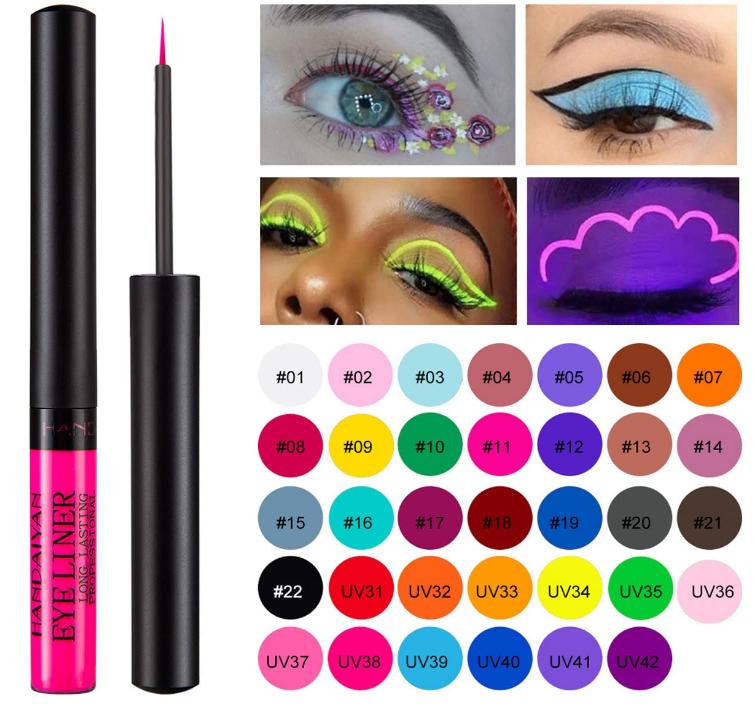 BestLand  Matte Liquid Eyeliner Set Colorful UV Neon Eyeliner Pencil Pigmented Waterproof Smudgeproof Long Lasting Eye Liner Xmas Christmas Festival Makeup Gift Kit for Women (Set C)