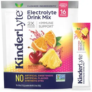 KinderFarms Kinderlyte - Electrolyte Powder Drink Mix for Kids & Adults – Rapid Hydration, Low Sugar, No Artificial Dyes, Clean Ingredients,  Daily Electrolytes, Hydration Packets (16 to 28 Count)