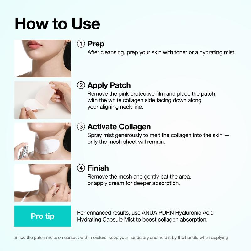 [Anua Official Shop] PDRN Collagen Melting Patch For Glass Skin, Face and Neck Duo Patch I 99% Pure Collagen Patch for Face and Neck, Lifting & Firming Skin Care, Rejuvenating skin, Korean Skincare